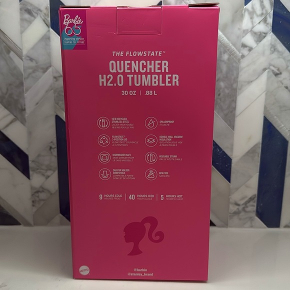💕 STANLEY x BARBIE ICON PINK 30oz FLOWSTATE QUENCHER TUMBLER *FREE STICKERS* - Picture 7 of 7